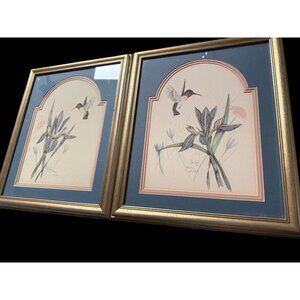 Don Kent Signed Limited Edition Bird Flower Prints Set Of 2 Framed 196/200 Read